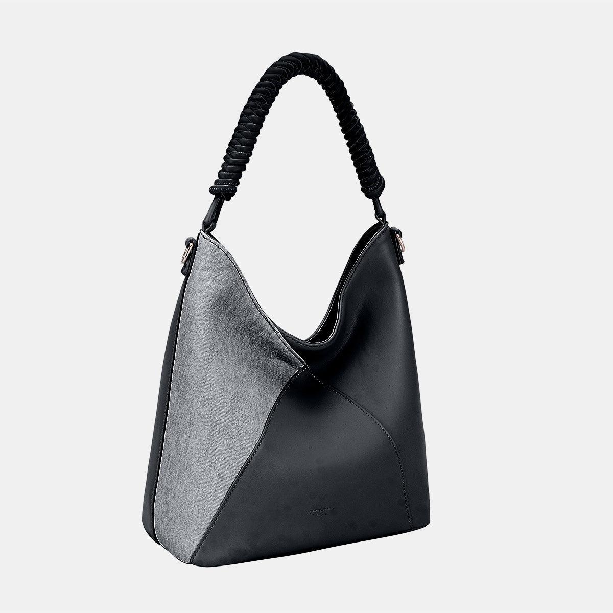 David Jones Woven Handle PU Leather Handbag - Clothes For Her Online Store