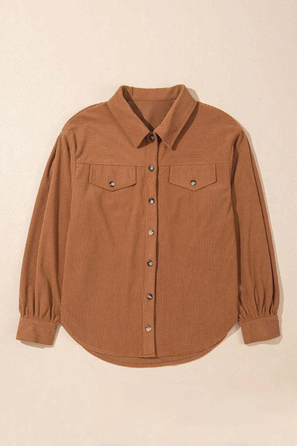 Decorative Pocket Flap Button Up Jacket - Clothes For Her Online Store