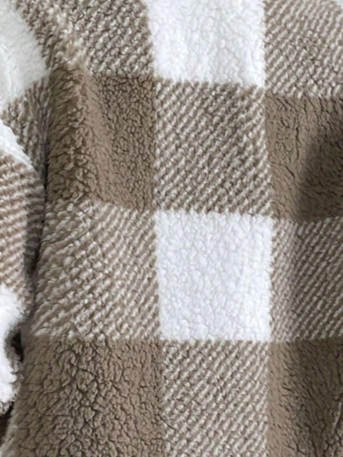 Decorative Pocket Flap Plaid Long Sleeve Jacket - Clothes For Her Online Store