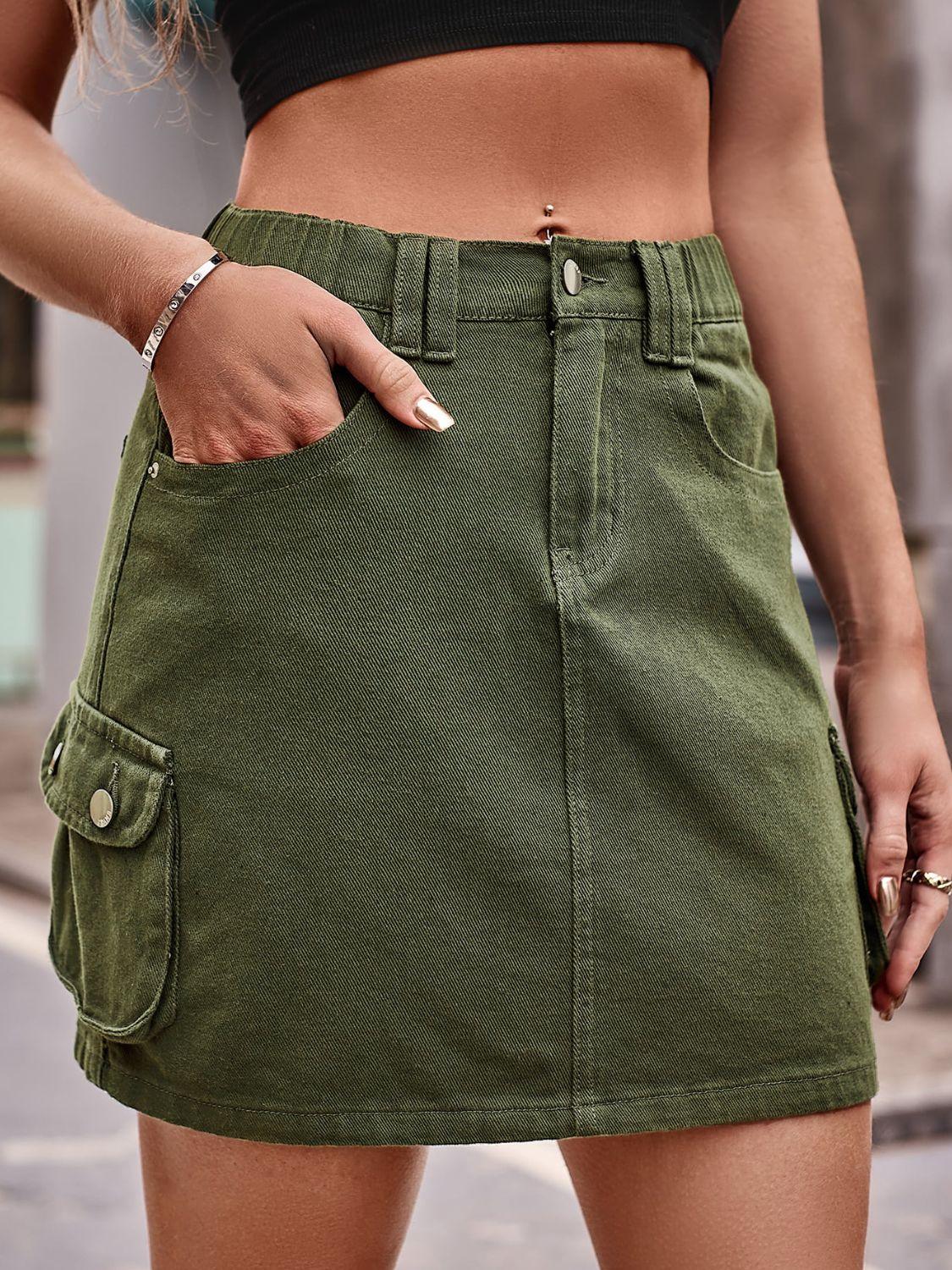 Denim Mini Skirt with Pockets - Clothes For Her Online Store