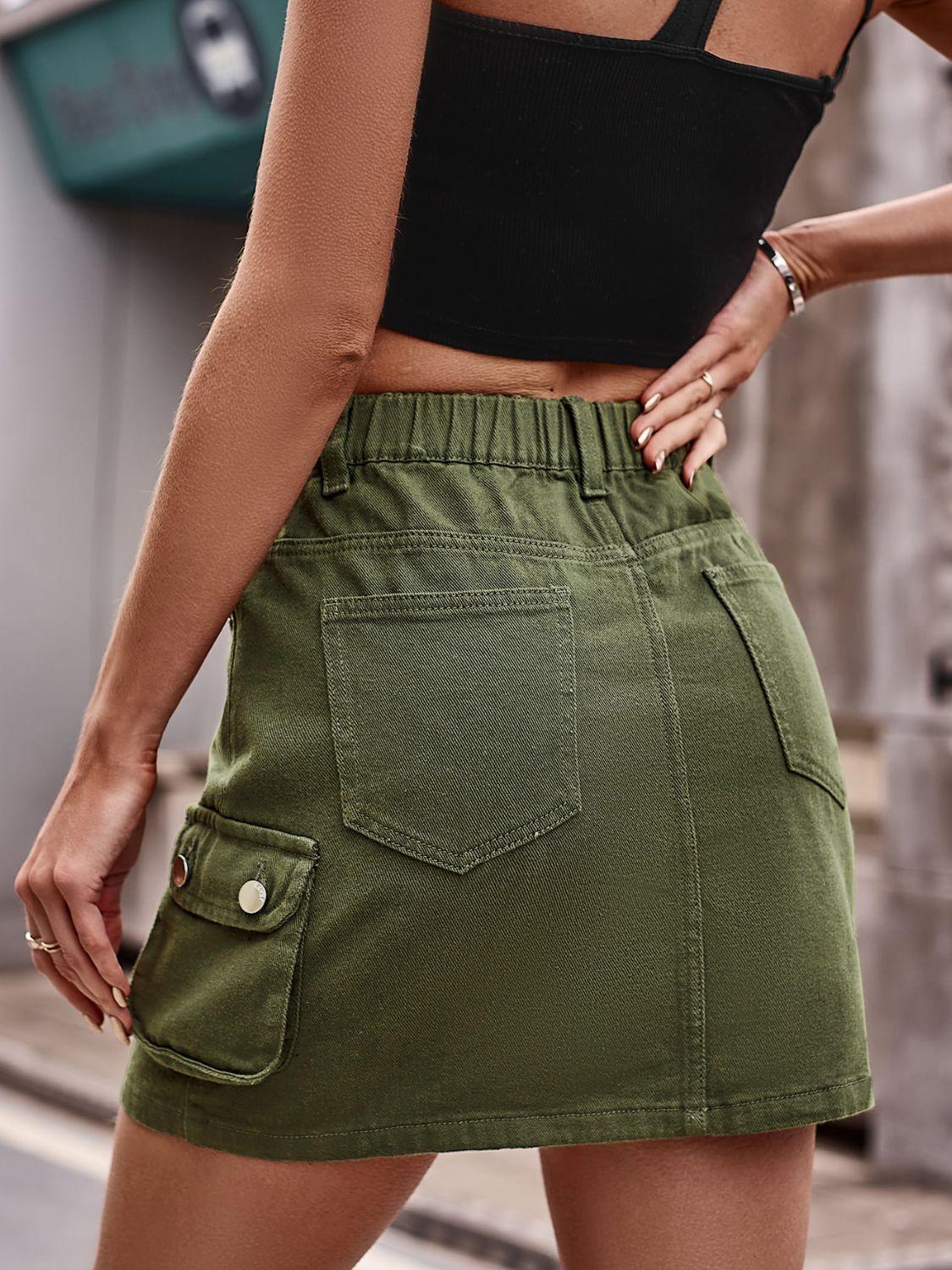 Denim Mini Skirt with Pockets - Clothes For Her Online Store