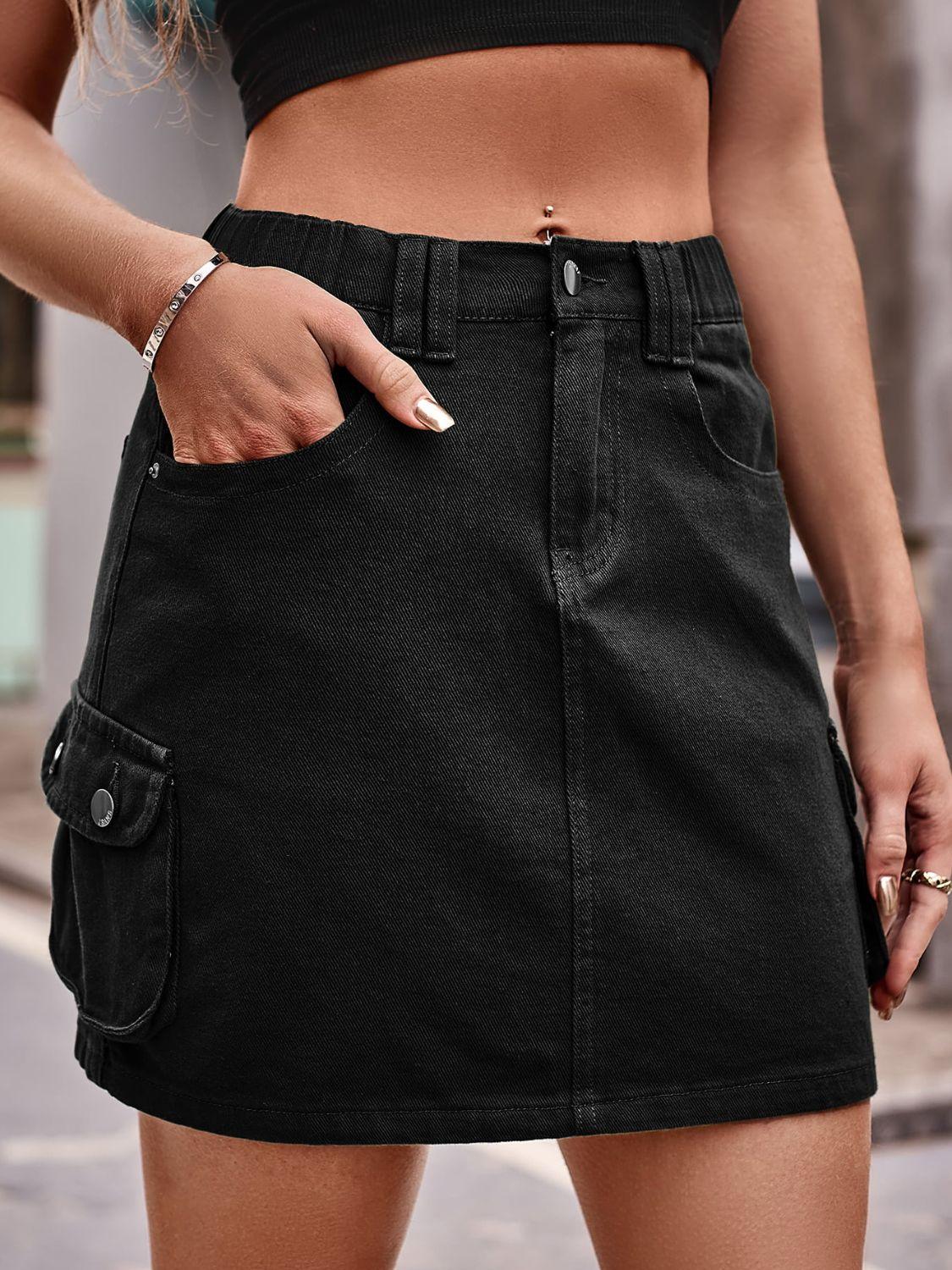 Denim Mini Skirt with Pockets - Clothes For Her Online Store