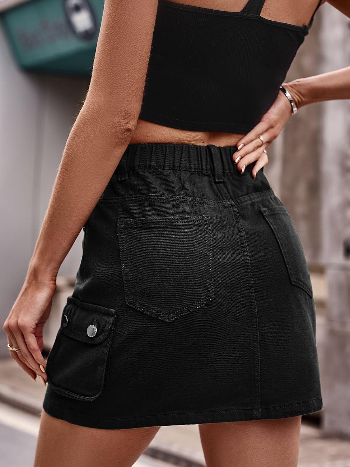 Denim Mini Skirt with Pockets - Clothes For Her Online Store