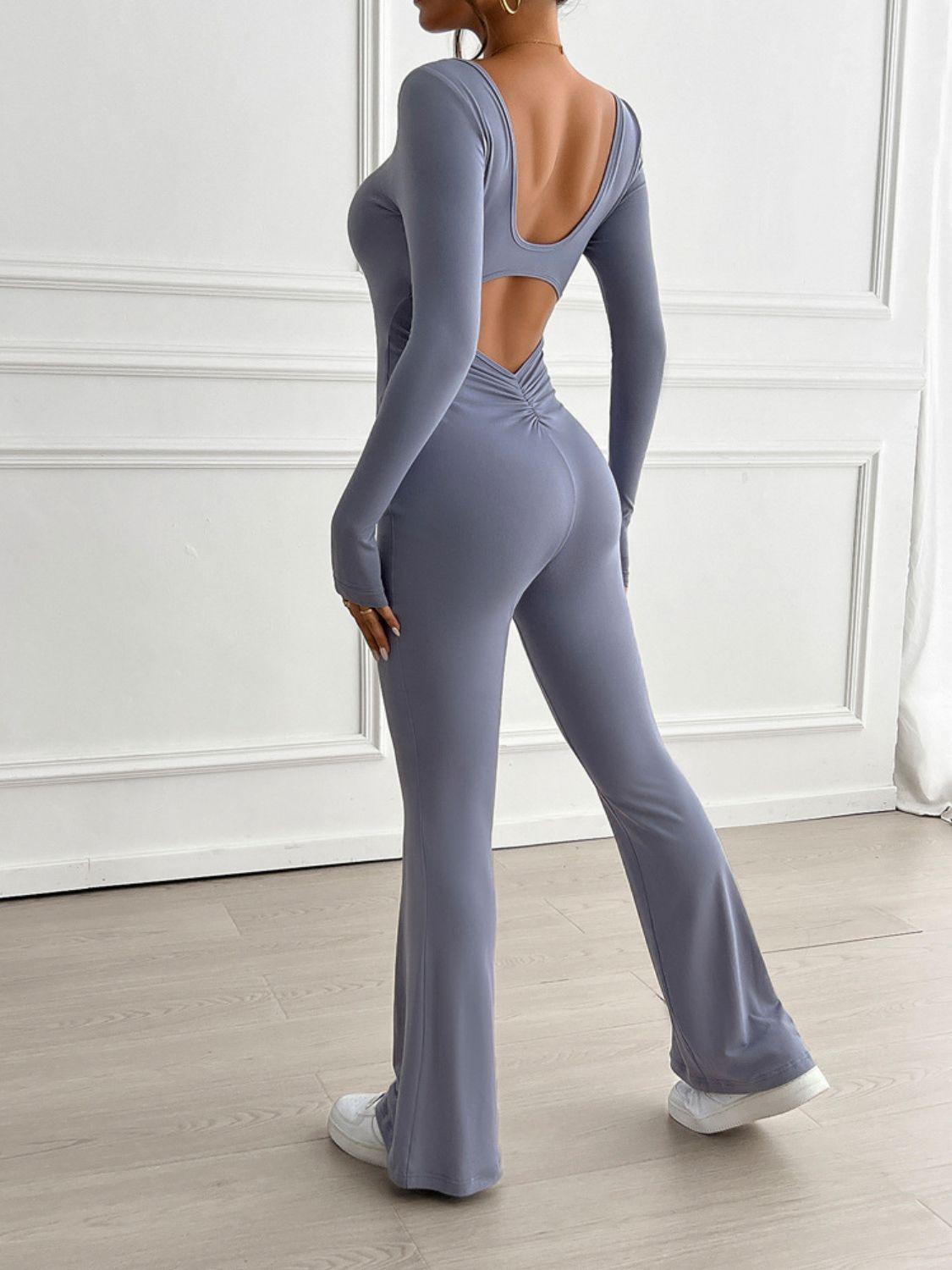 Devine Cutout Scoop Neck Long Sleeve Jumpsuit - Clothes For Her Online Store