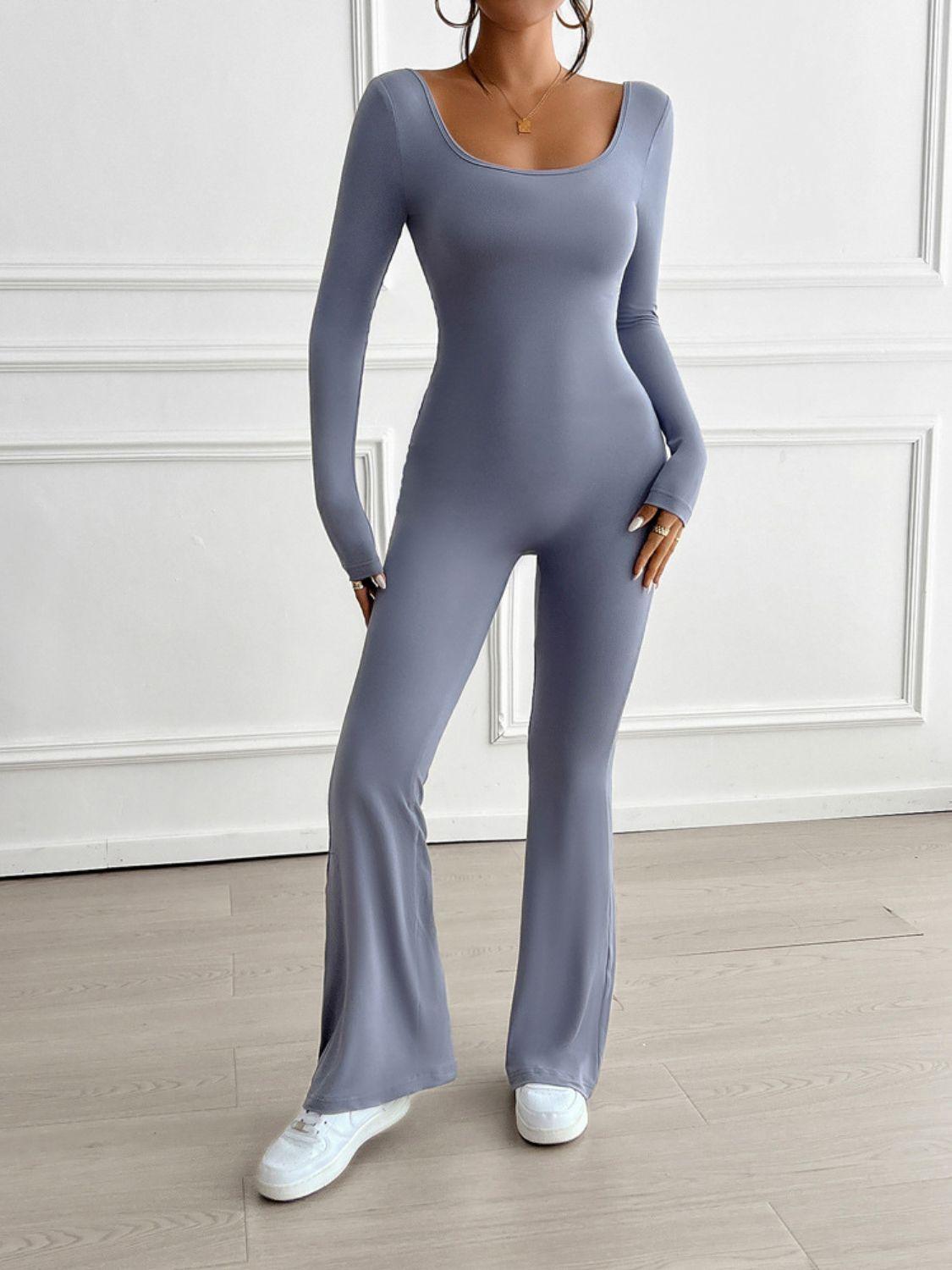 Devine Cutout Scoop Neck Long Sleeve Jumpsuit - Clothes For Her Online Store