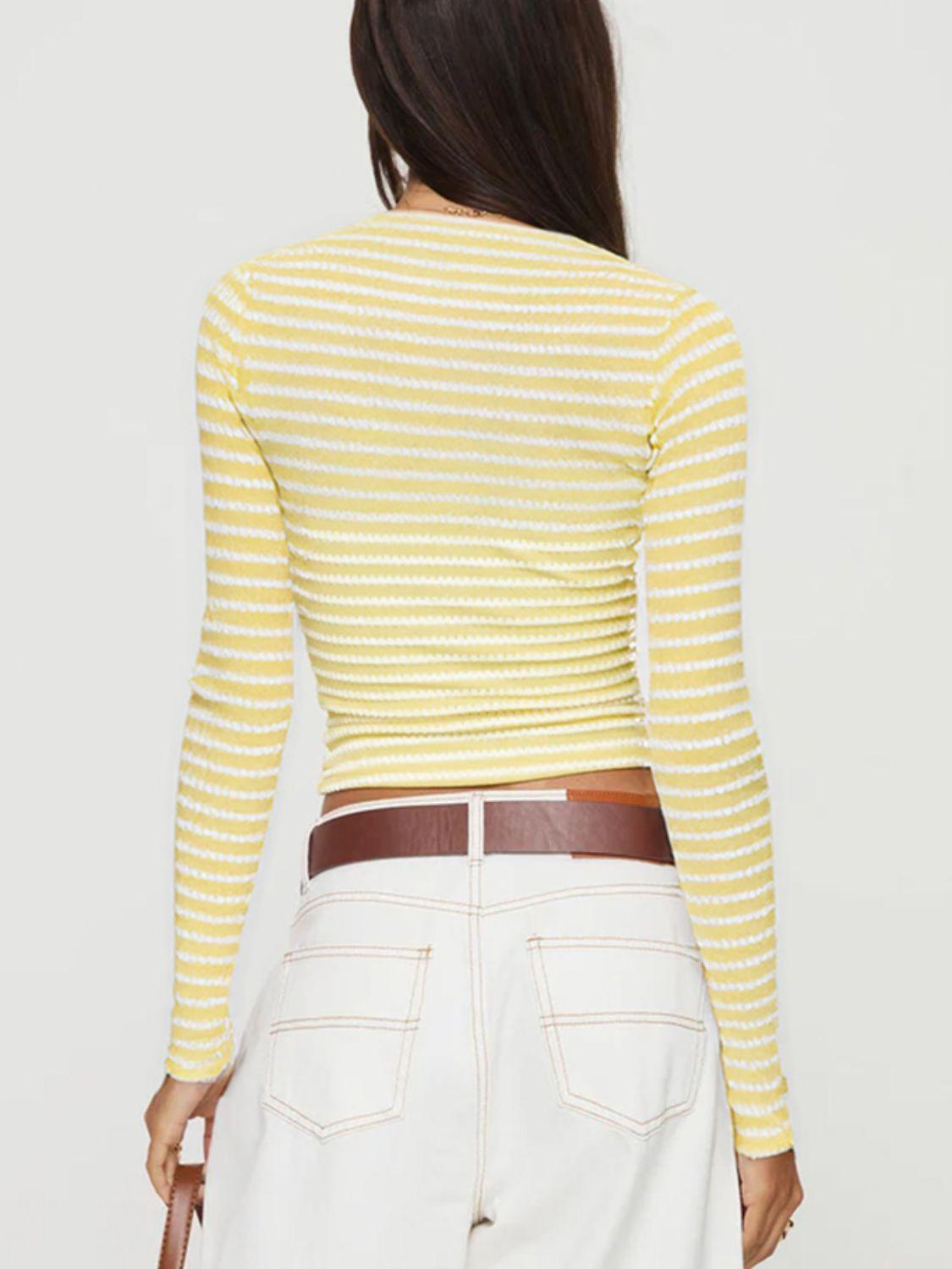 Devine Square Neck Long Sleeve T-Shirt - Clothes For Her Online Store