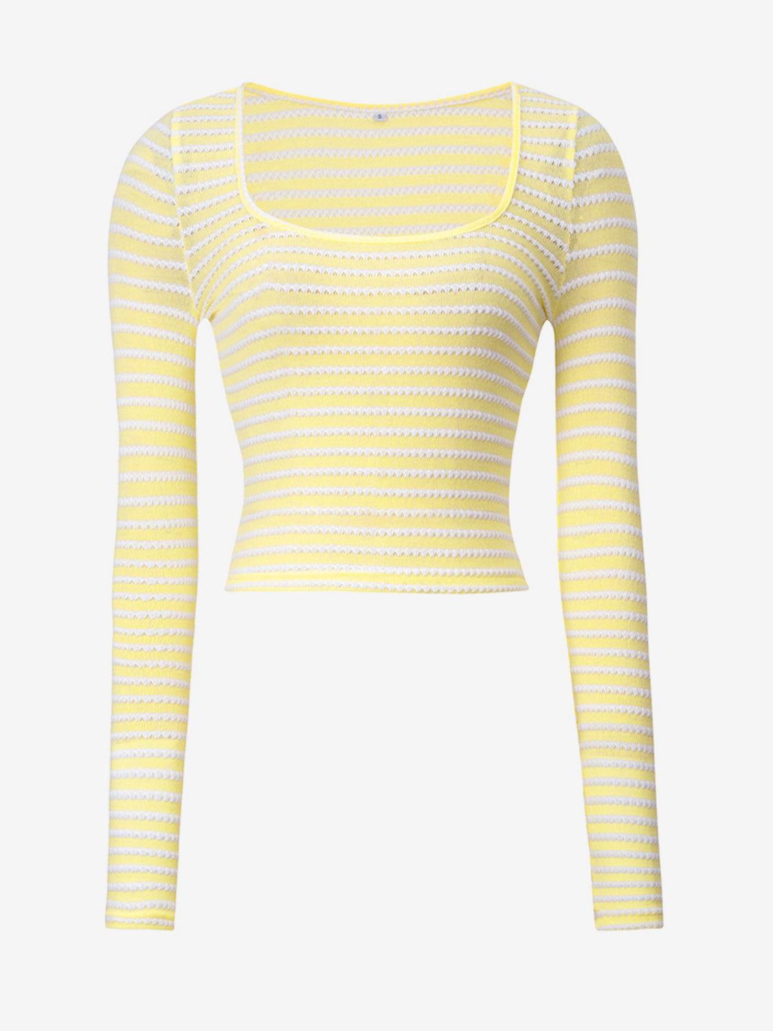 Devine Square Neck Long Sleeve T-Shirt - Clothes For Her Online Store