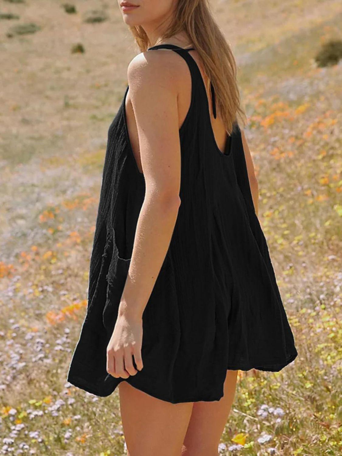 Devine Tied Scoop Neck Wide Strap Mini Dress - Clothes For Her Online Store
