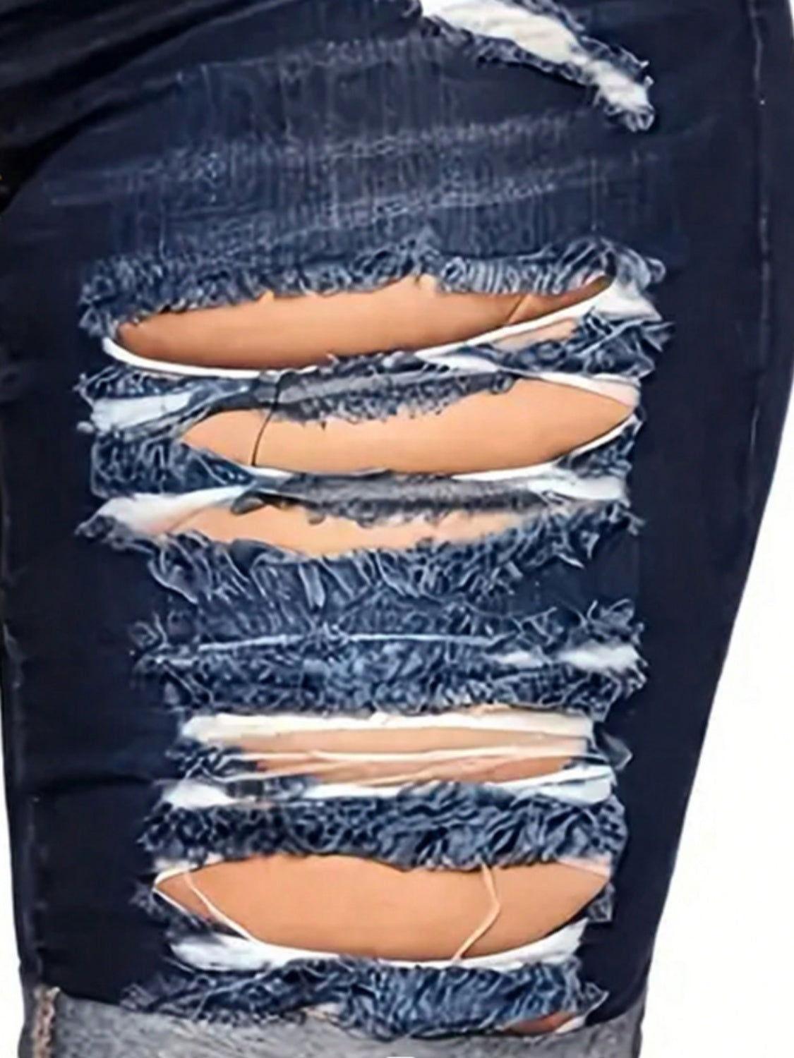 Distressed Denim Shorts with Pockets - Clothes For Her Online Store