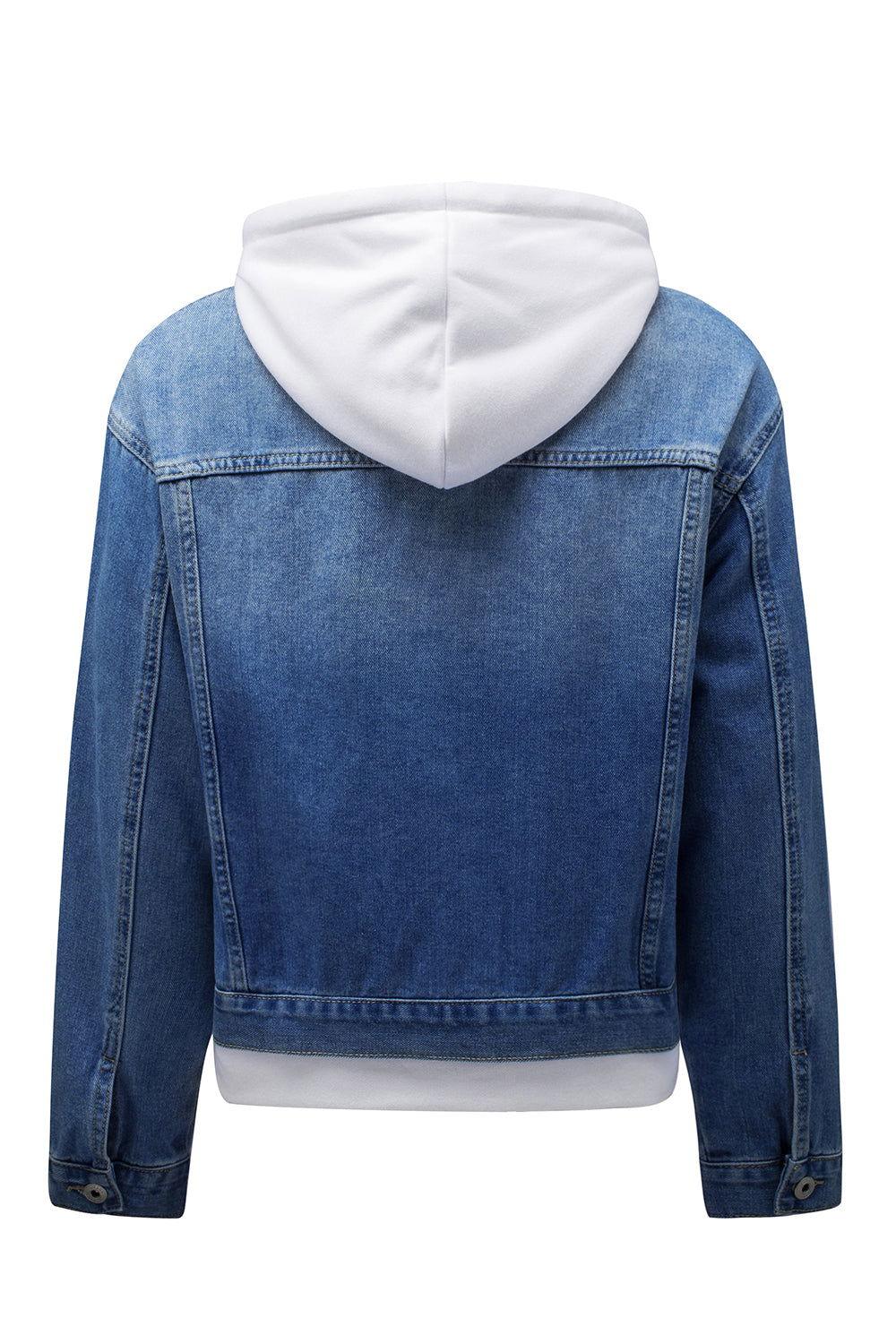 Distressed Hooded Denim Jacket - Clothes For Her Online Store