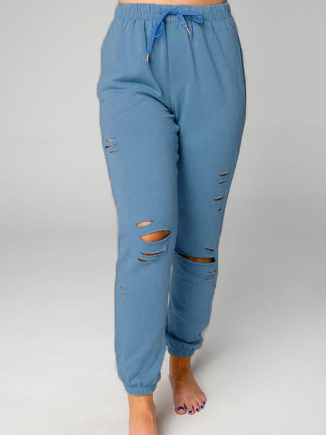 Distressed Sweatshirt and Joggers Set - Clothes For Her Online Store