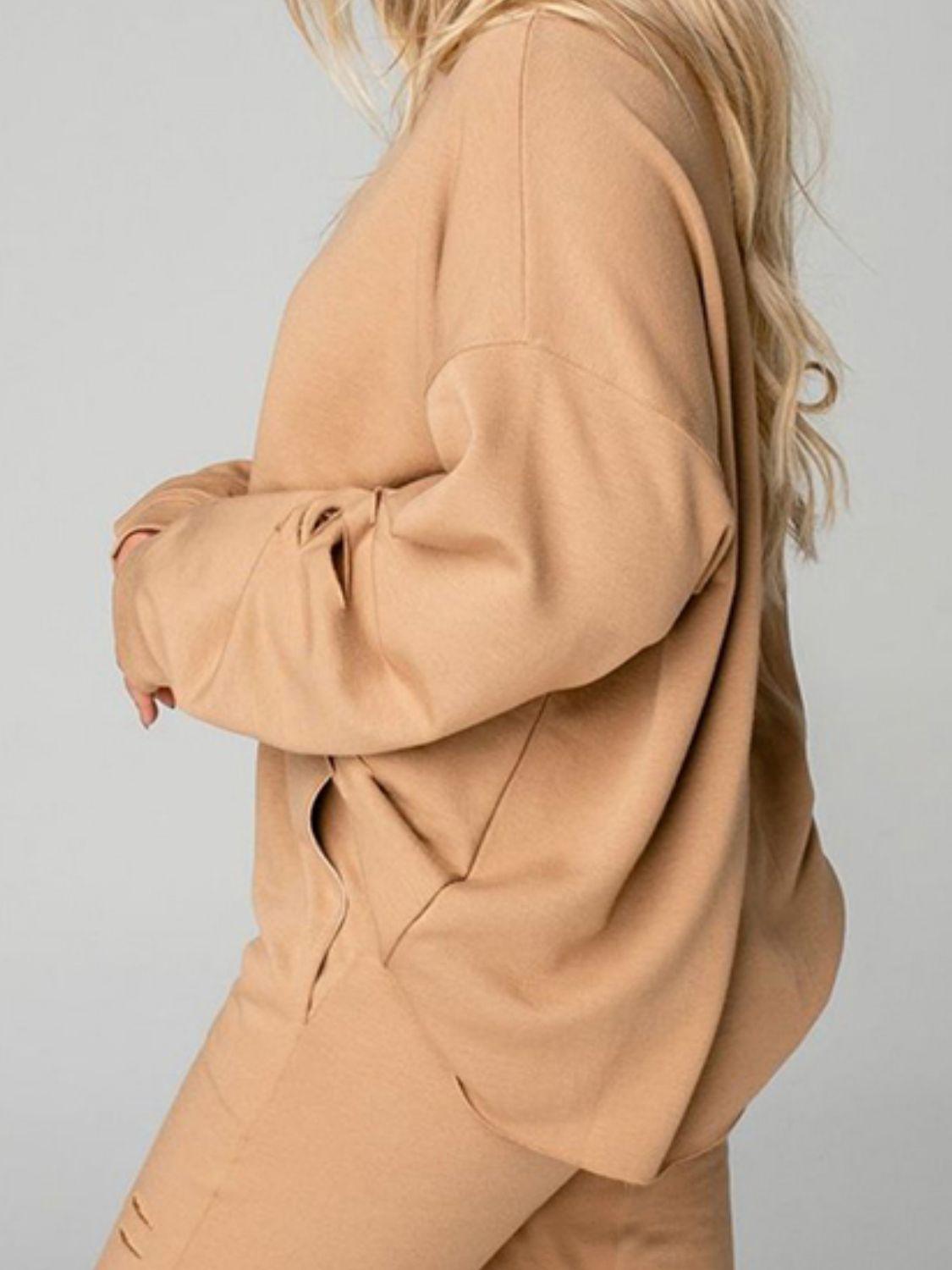 Distressed Sweatshirt and Joggers Set - Clothes For Her Online Store