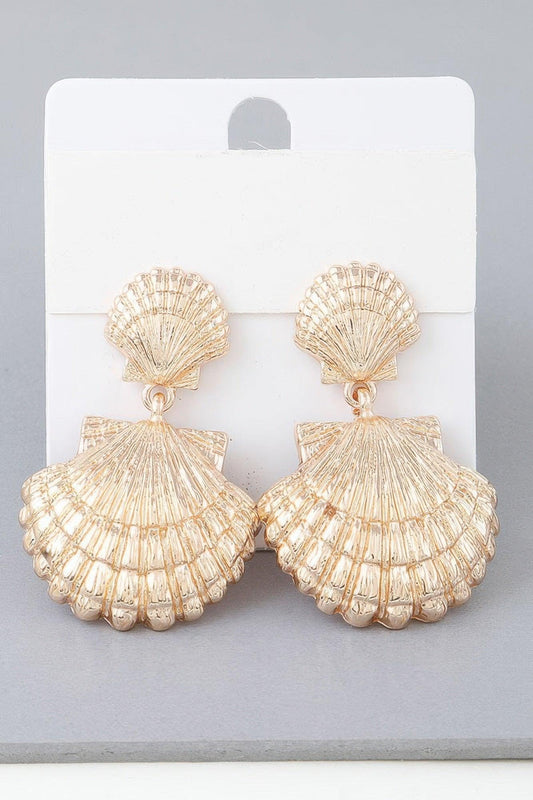 Double Clamshell Drop Earrings - Clothes For Her Online Store