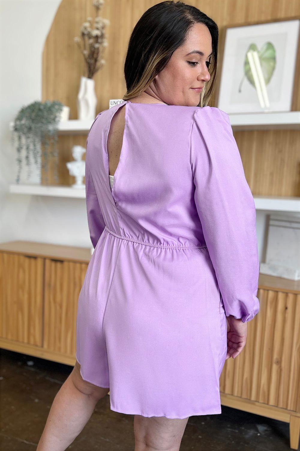 Double Take Full Size Drawstring Long Sleeve Romper - Clothes For Her Online Store