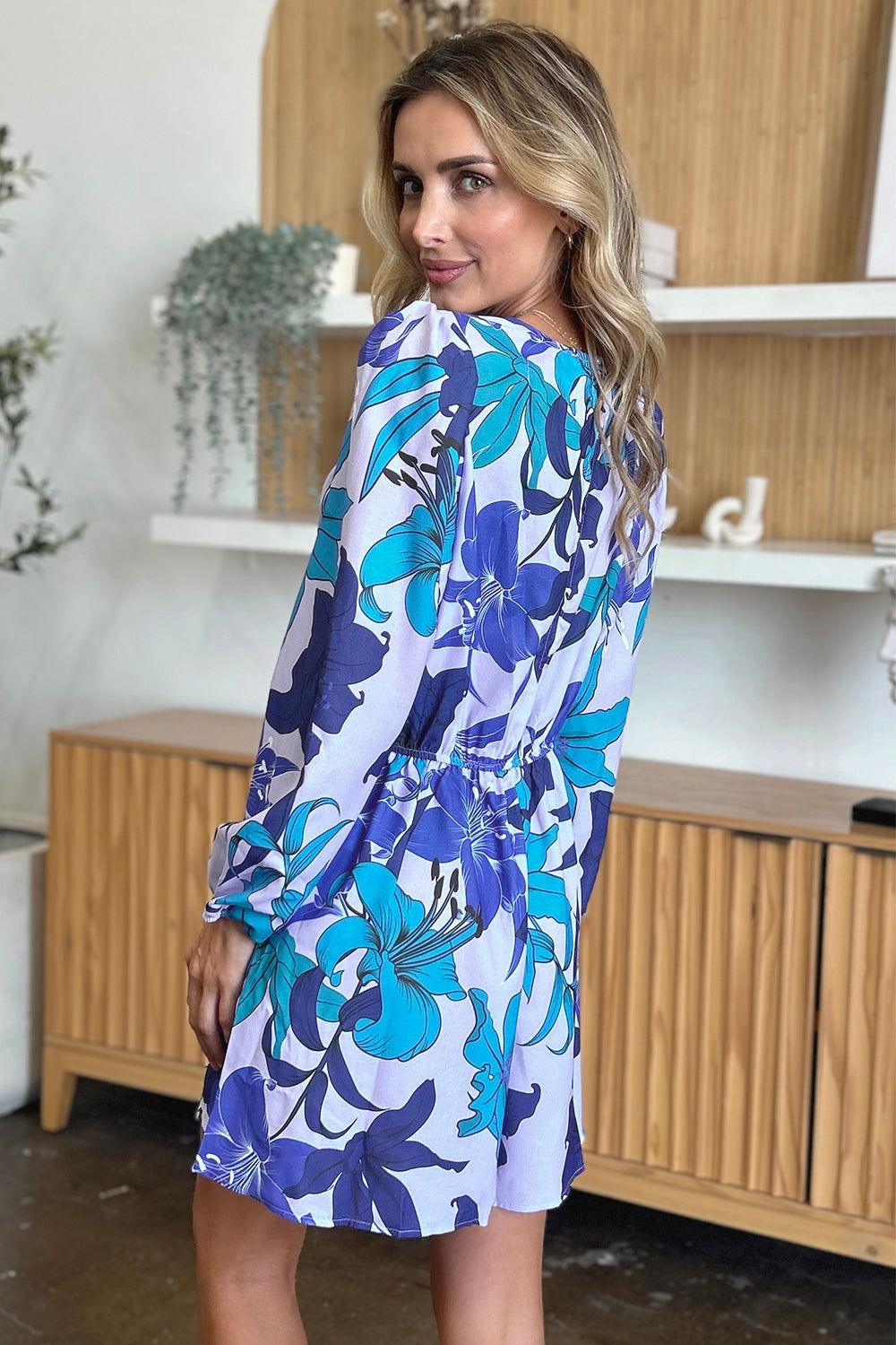 Double Take Full Size Floral Long Sleeve Romper with Pockets - Clothes For Her Online Store