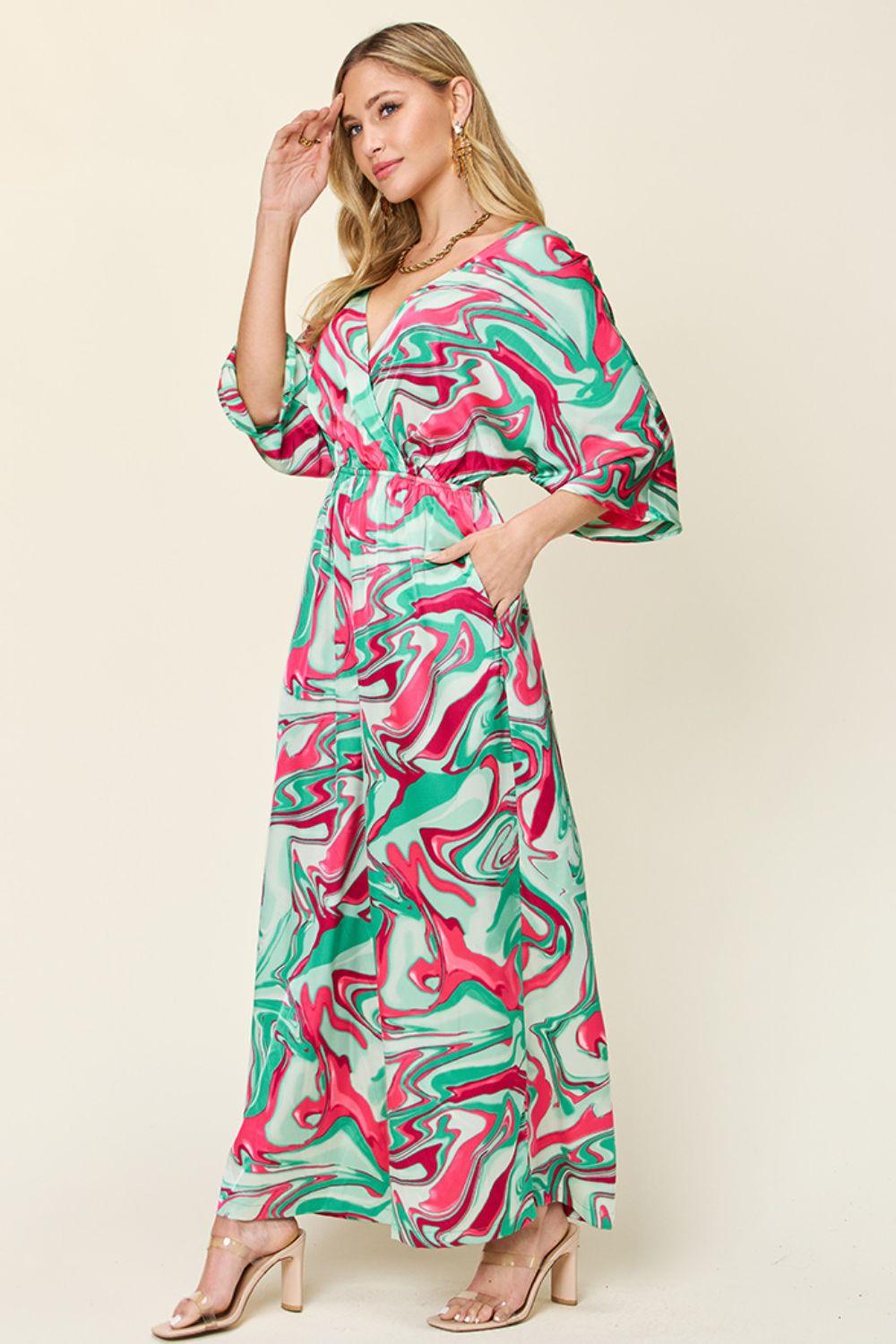 Double Take Full Size Half Sleeve Wide Leg Jumpsuit - Clothes For Her Online Store
