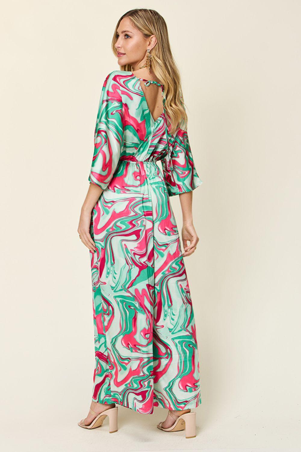 Double Take Full Size Half Sleeve Wide Leg Jumpsuit - Clothes For Her Online Store