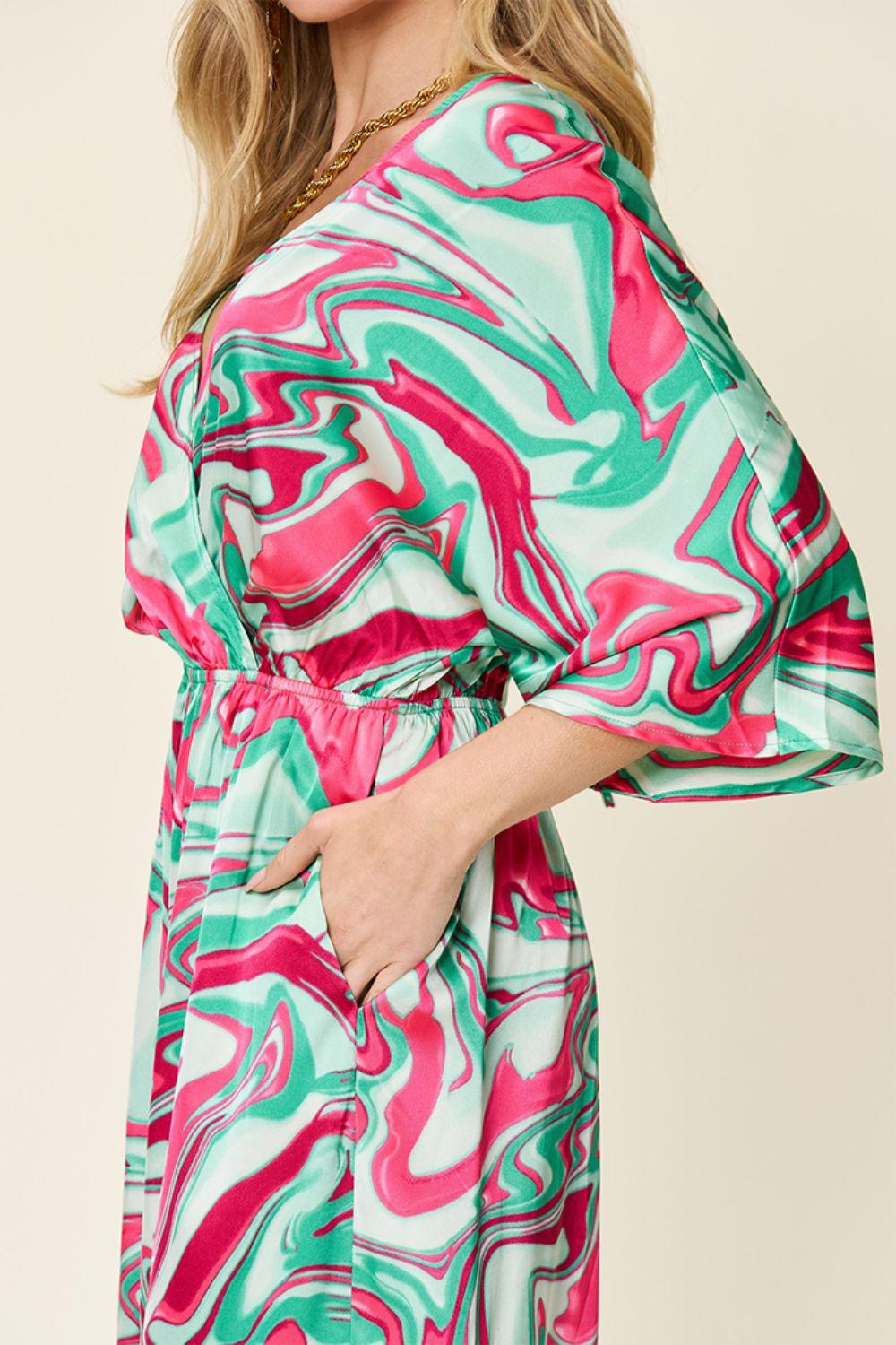 Double Take Full Size Half Sleeve Wide Leg Jumpsuit - Clothes For Her Online Store