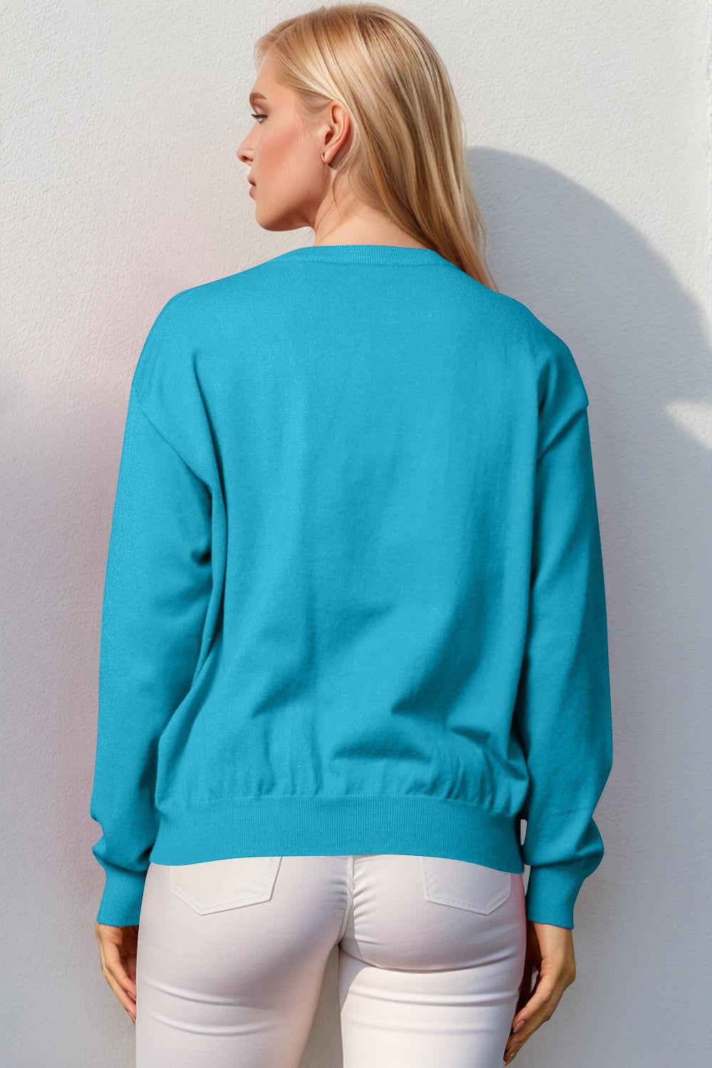 Double Take Full Size Nutcracker Sequin Long Sleeve Sweater - Clothes For Her Online Store