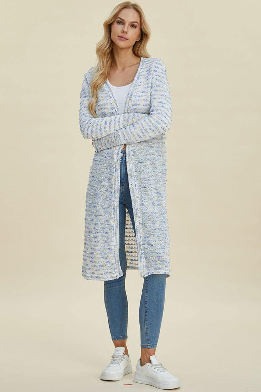 Double Take Full Size Open Front Longline Cardigan - Clothes For Her Online Store