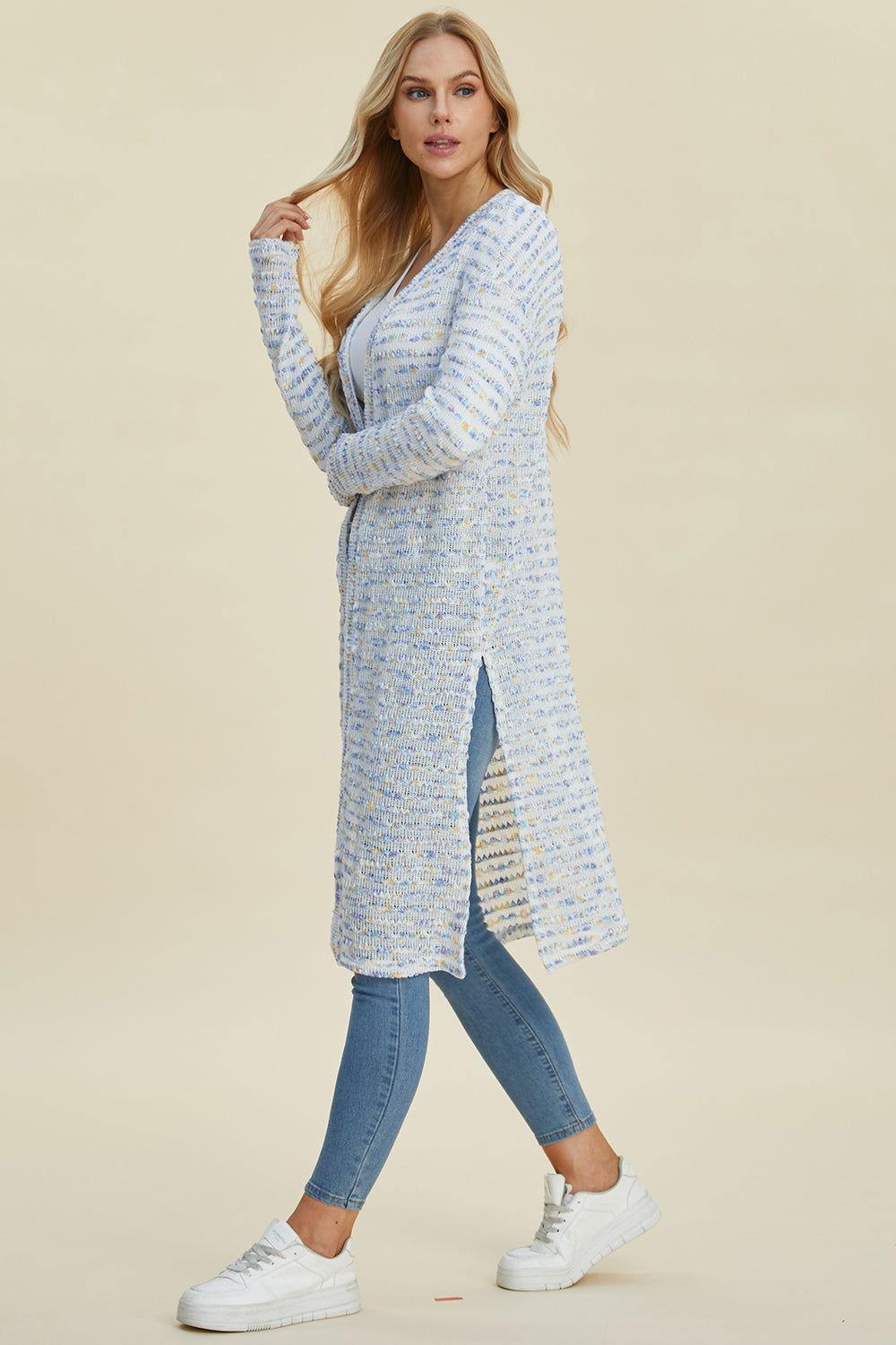 Double Take Full Size Open Front Longline Cardigan - Clothes For Her Online Store