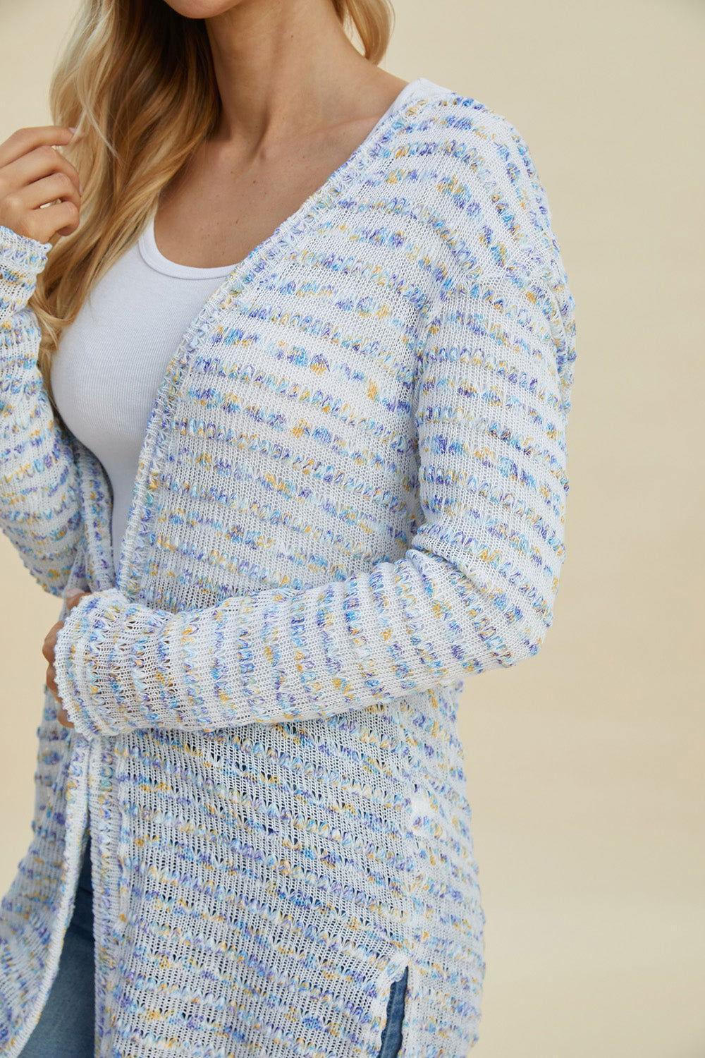 Double Take Full Size Open Front Longline Cardigan - Clothes For Her Online Store