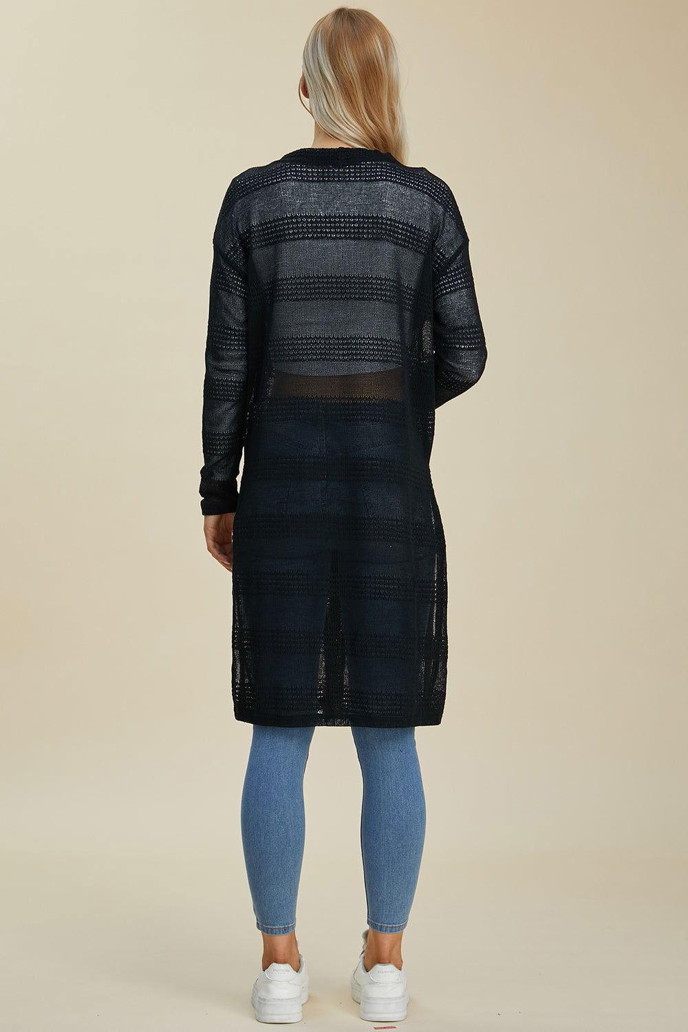 Double Take Full Size Open Front Longline Cardigan - Clothes For Her Online Store