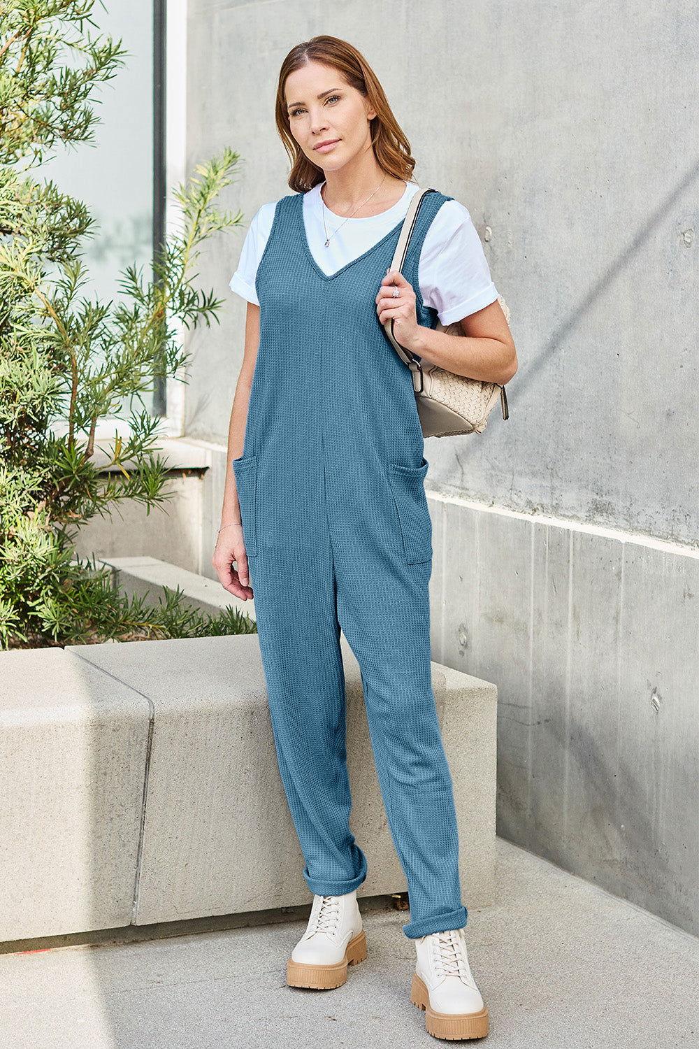 Double Take Full Size Sleeveless Straight Jumpsuit - Clothes For Her Online Store