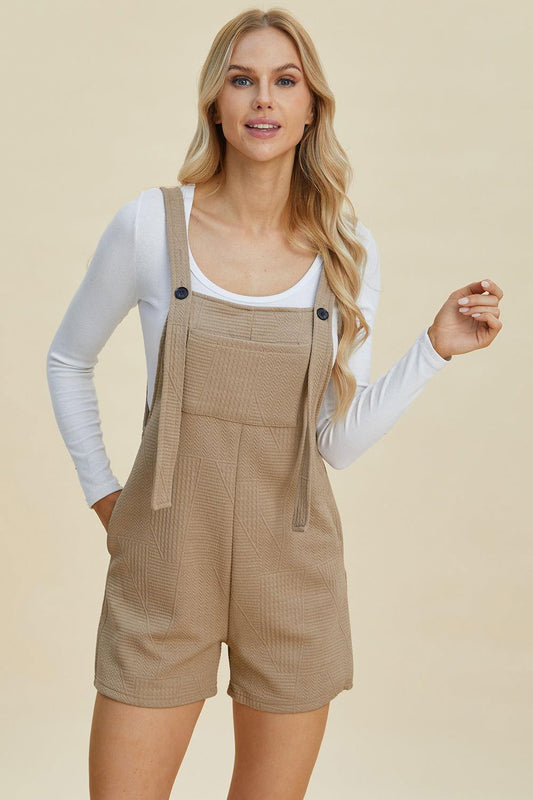 Double Take Full Size Texture Sleeveless Romper - Clothes For Her Online Store