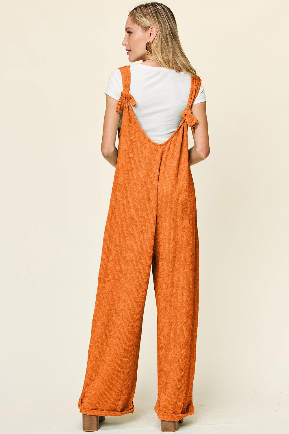 Double Take Full Size Texture Sleeveless Wide Leg Jumpsuit - Clothes For Her Online Store