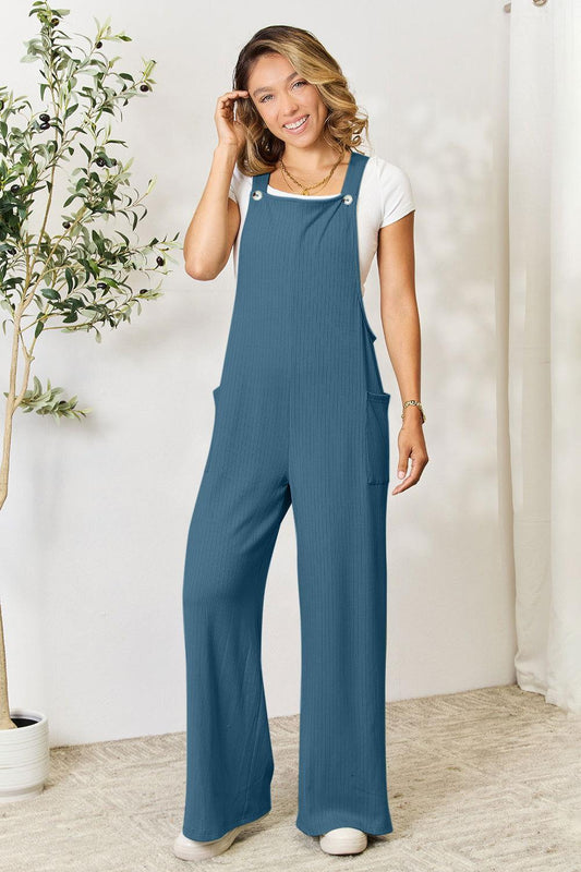 Double Take Full Size Wide Strap Overall with Pockets - Clothes For Her Online Store