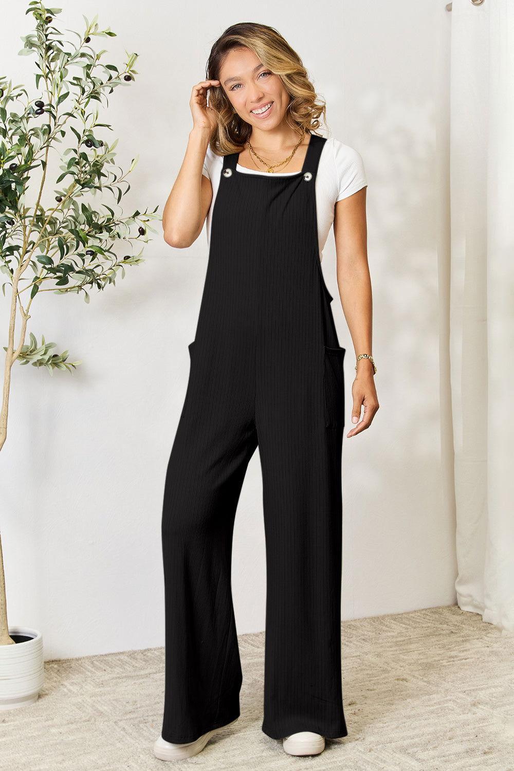 Double Take Full Size Wide Strap Overall with Pockets - Clothes For Her Online Store