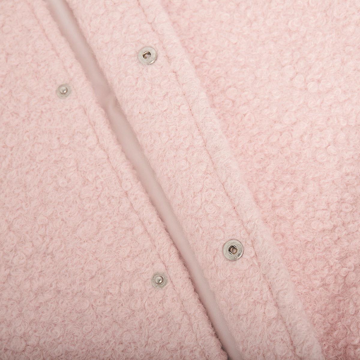Double Take Plush Mock Neck Snap Down Jacket with Pockets - Clothes For Her Online Store