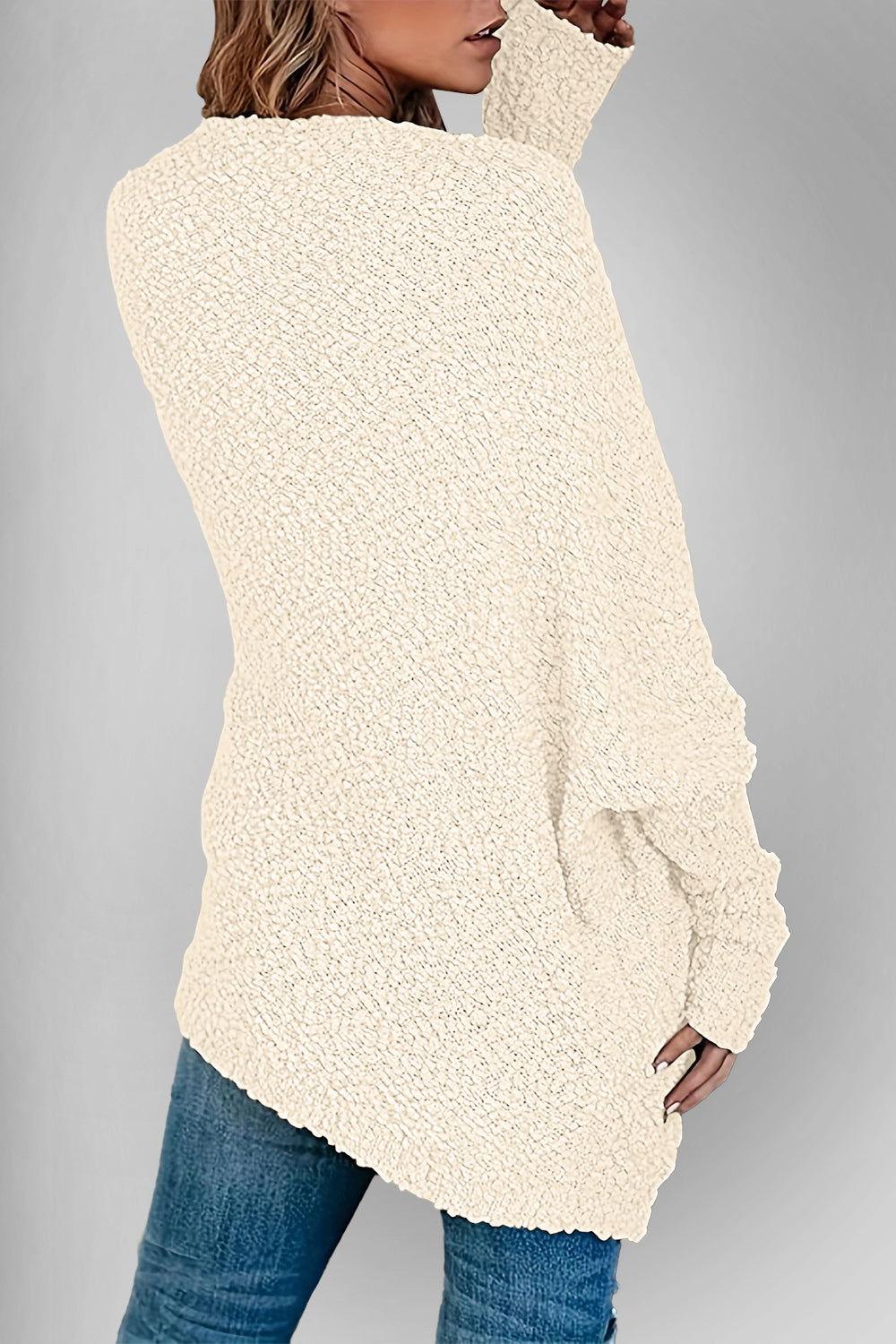 Double Take Pocketed Open Front Long Sleeve Cardigan - Clothes For Her Online Store