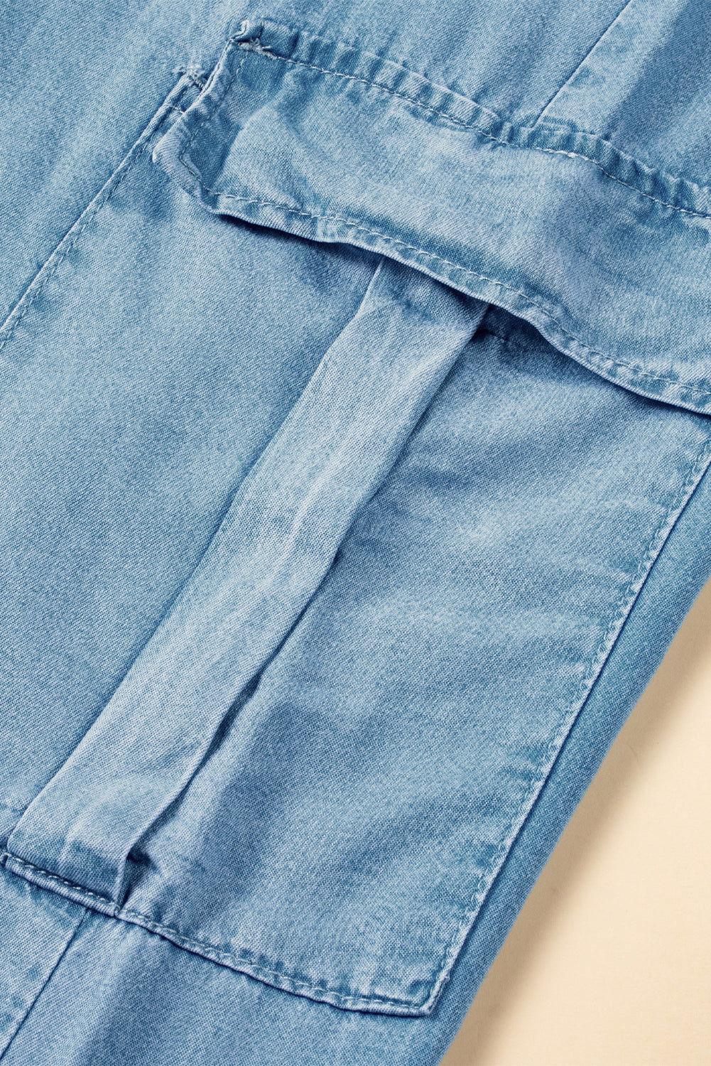 Drawstring Cargo Pocket Wide Leg Jeans - Clothes For Her Online Store