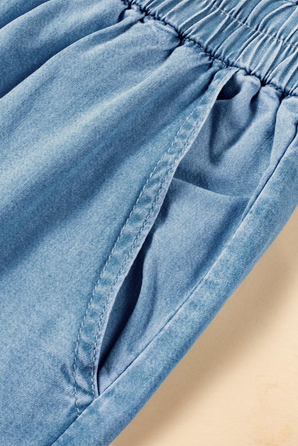 Drawstring Cargo Pocket Wide Leg Jeans - Clothes For Her Online Store