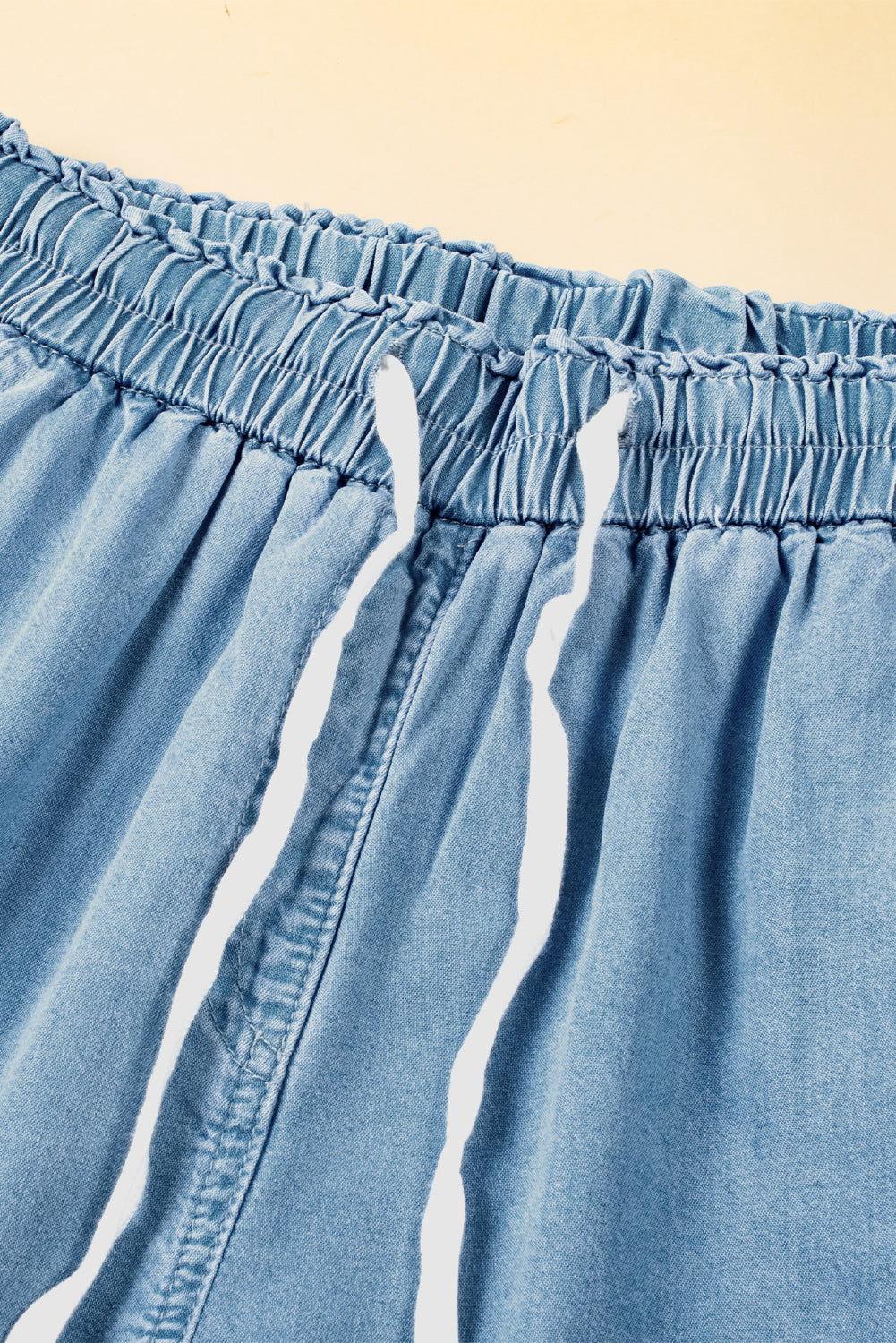 Drawstring Cargo Pocket Wide Leg Jeans - Clothes For Her Online Store