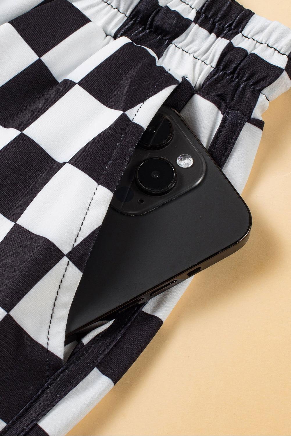 Drawstring Checkered Shorts with Pockets - Clothes For Her Online Store
