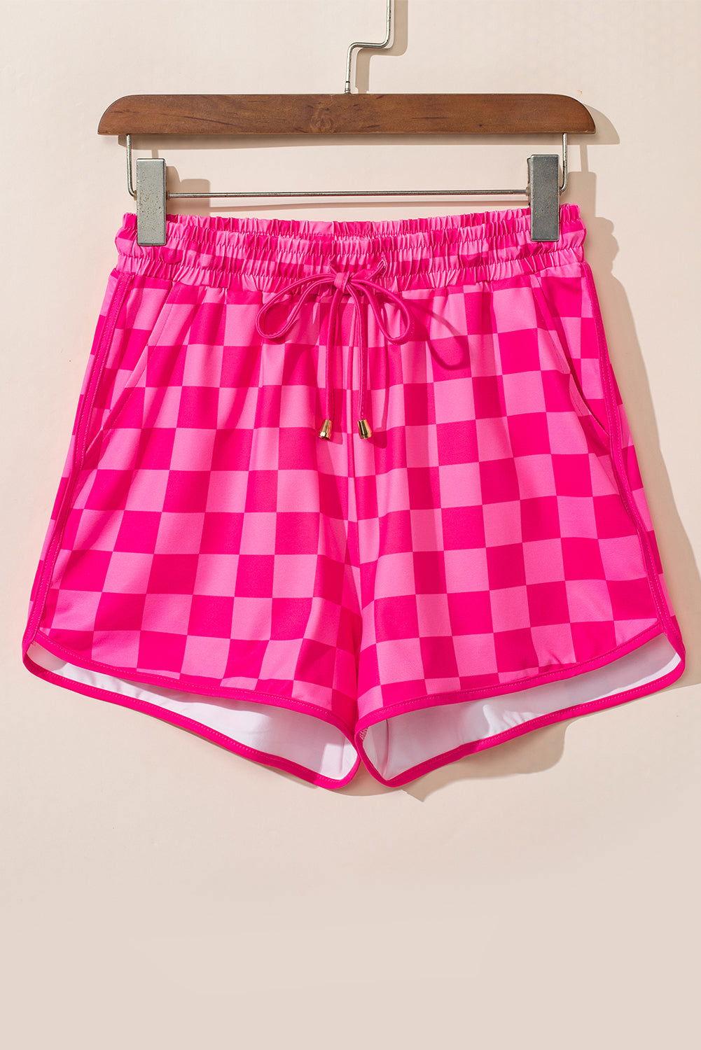 Drawstring Checkered Shorts with Pockets - Clothes For Her Online Store