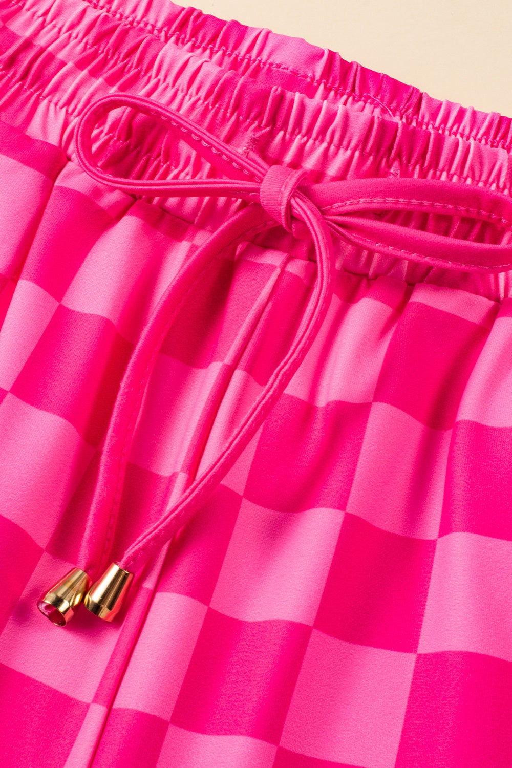 Drawstring Checkered Shorts with Pockets - Clothes For Her Online Store