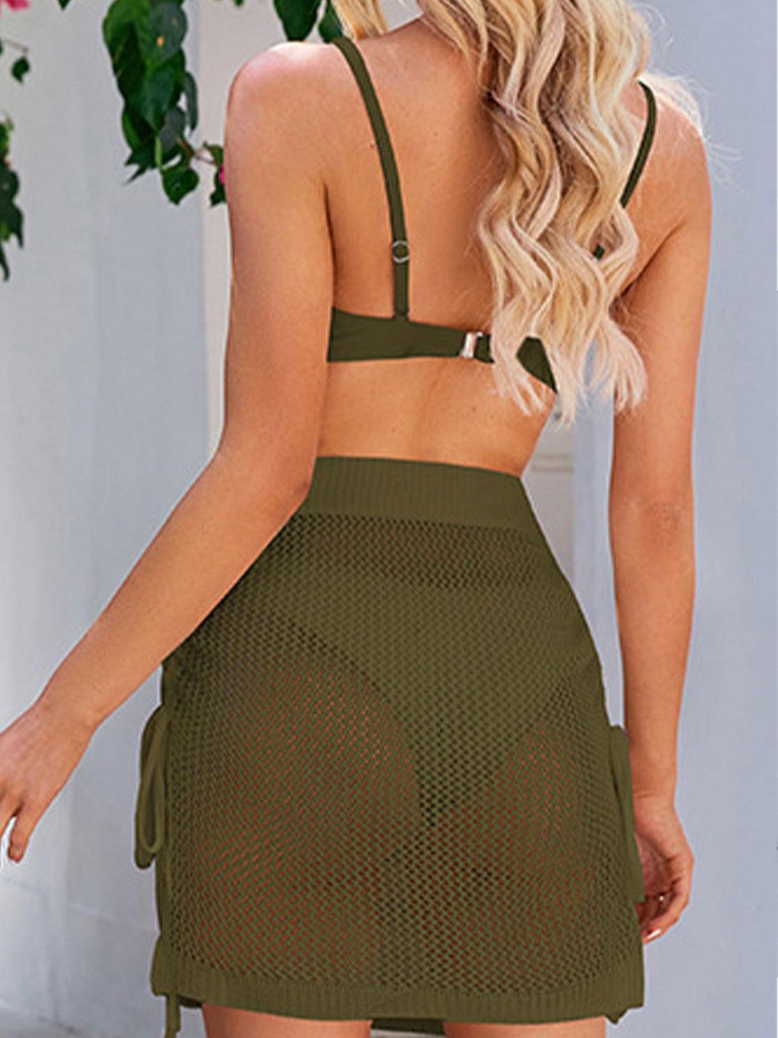 Drawstring Elastic Waist Swim Skirt - Clothes For Her Online Store