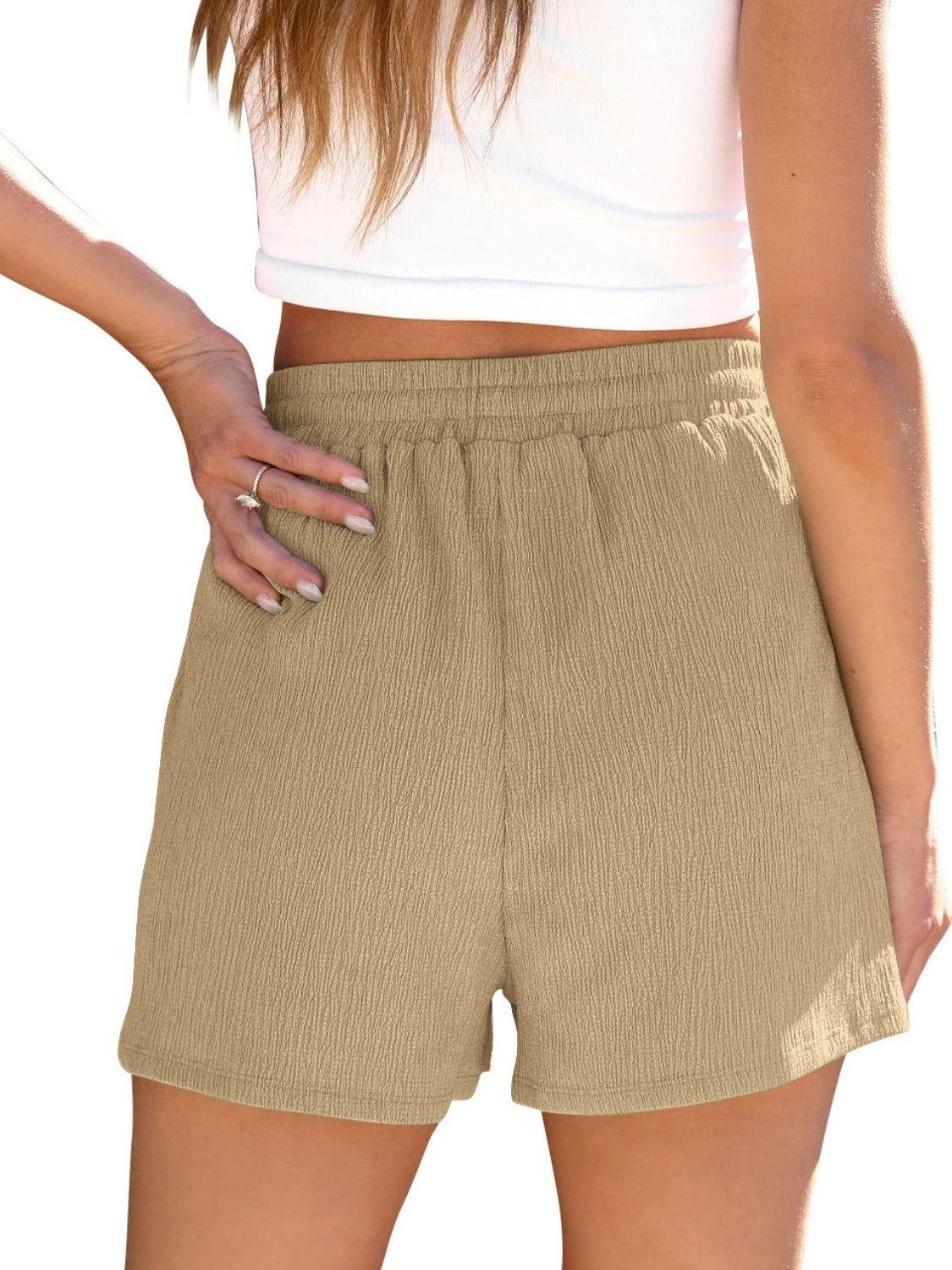 Drawstring High Waist Shorts with Pockets - Clothes For Her Online Store