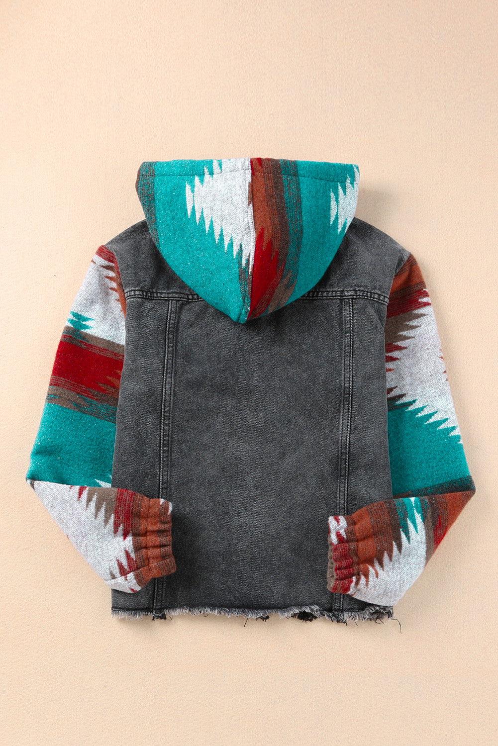 Drawstring Hooded Pocketed Denim Jacket - Clothes For Her Online Store