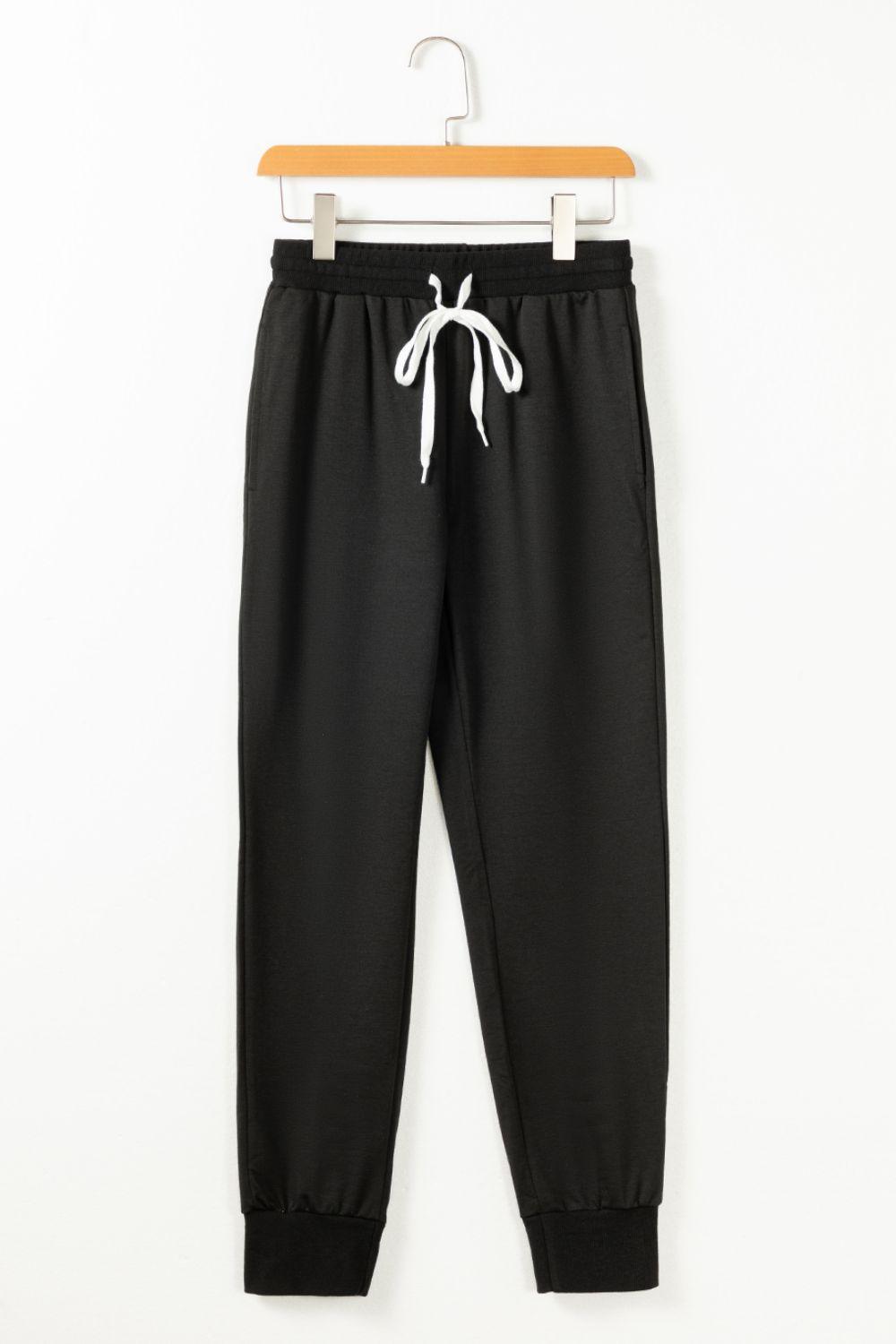Drawstring Hoodie and Pocketed Pants Set - Clothes For Her Online Store