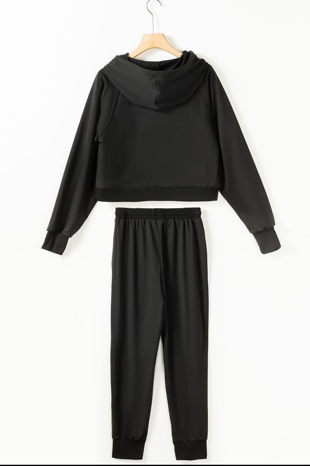 Drawstring Hoodie and Pocketed Pants Set - Clothes For Her Online Store