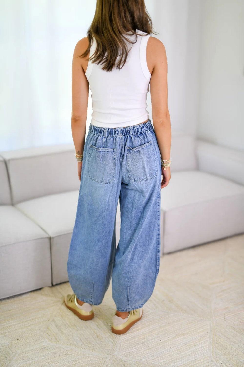 Drawstring Jeans with Pockets - Clothes For Her Online Store