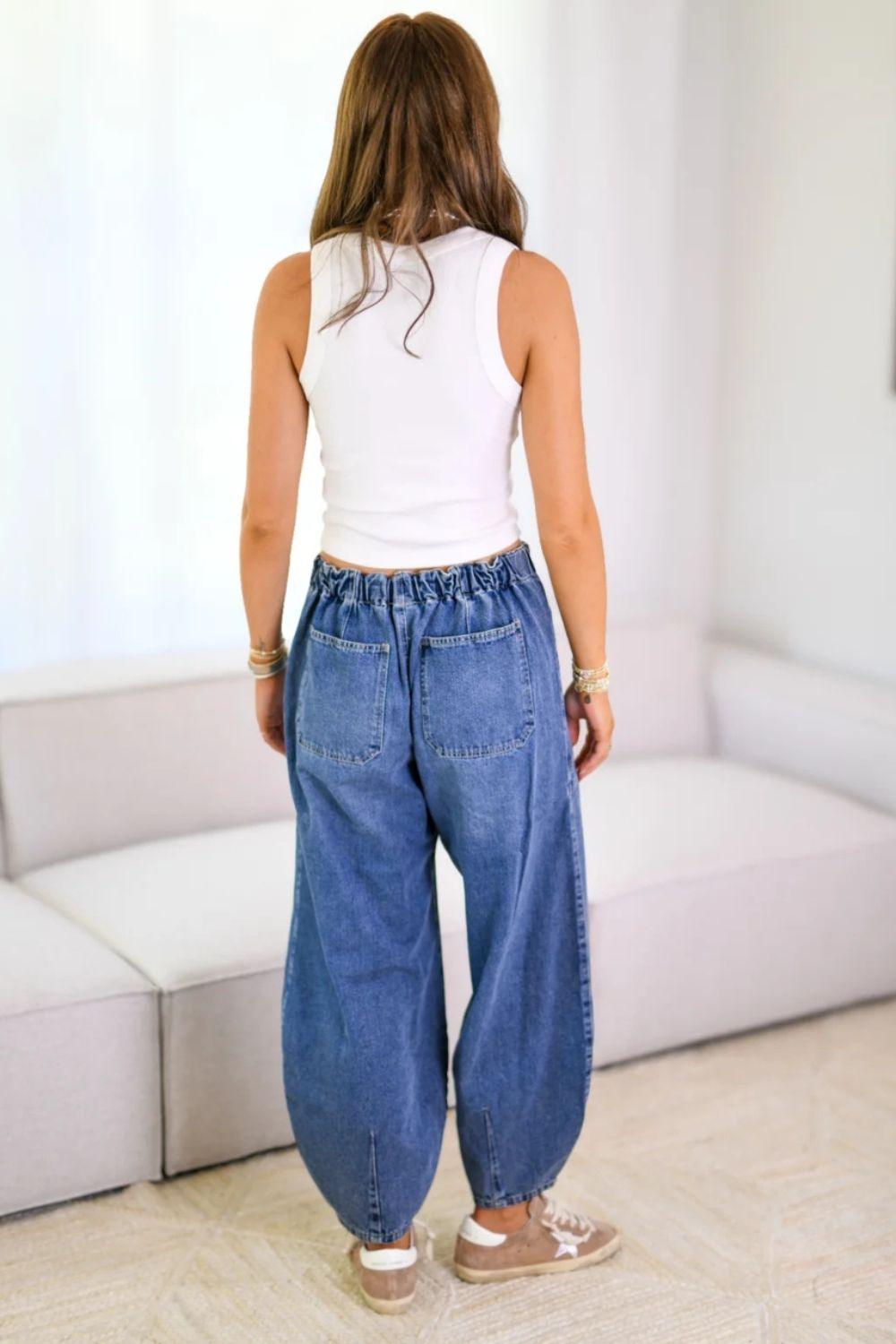 Drawstring Jeans with Pockets - Clothes For Her Online Store
