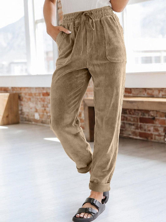 Drawstring Pants with Pockets - Clothes For Her Online Store
