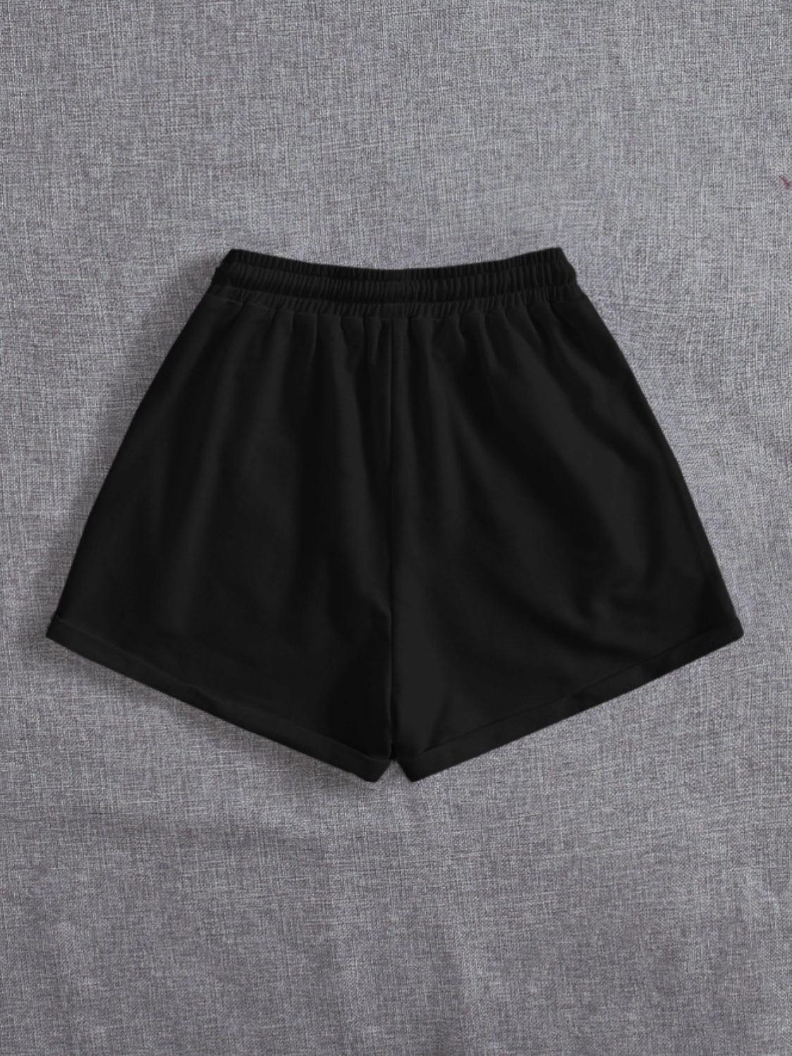Drawstring Pocketed Elastic Waist Shorts - Clothes For Her Online Store