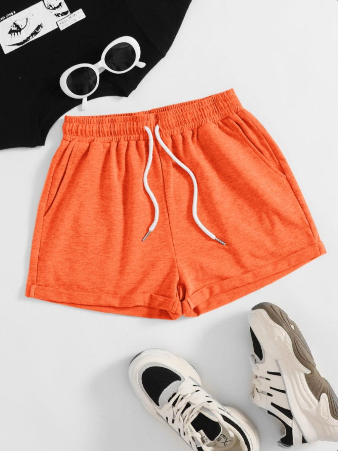 Drawstring Pocketed Elastic Waist Shorts - Clothes For Her Online Store